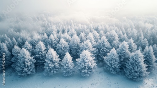 Aerial View of Winter Forest and Fields AI Generated © Alex