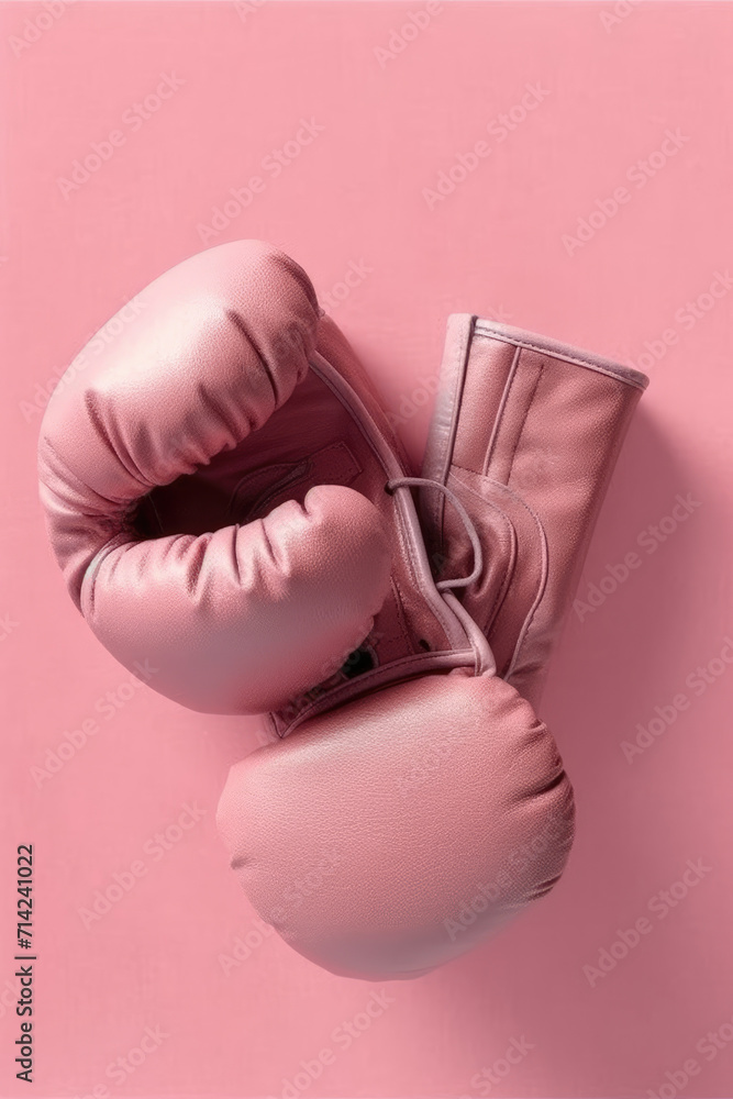 Pink boxing gloves on a pink background