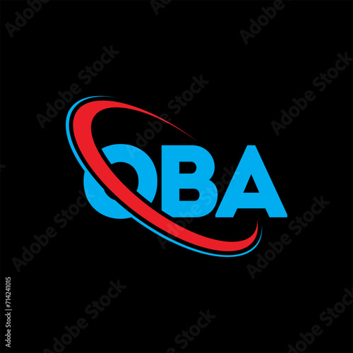 OBA logo. OBA letter. OBA letter logo design. Intitials OBA logo linked with circle and uppercase monogram logo. OBA typography for technology, business and real estate brand.