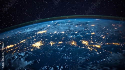 Europe at Night: A Stunning View of the Continent Illuminated AI Generated