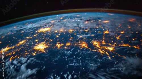 Europe at Night: A Stunning View of the Continent Illuminated AI Generated