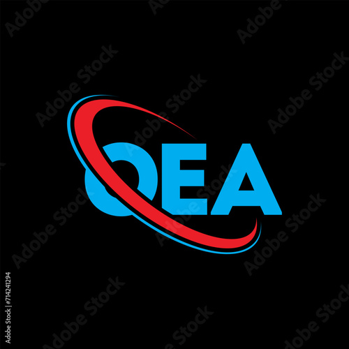 OEA logo. OEA letter. OEA letter logo design. Initials OEA logo linked with circle and uppercase monogram logo. OEA typography for technology, business and real estate brand. photo