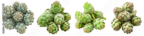 Globe artichoke Vegetables Pile Of Heap Of Piled Up Together Hyperrealistic Highly Detailed Isolated On Transparent Background Png File