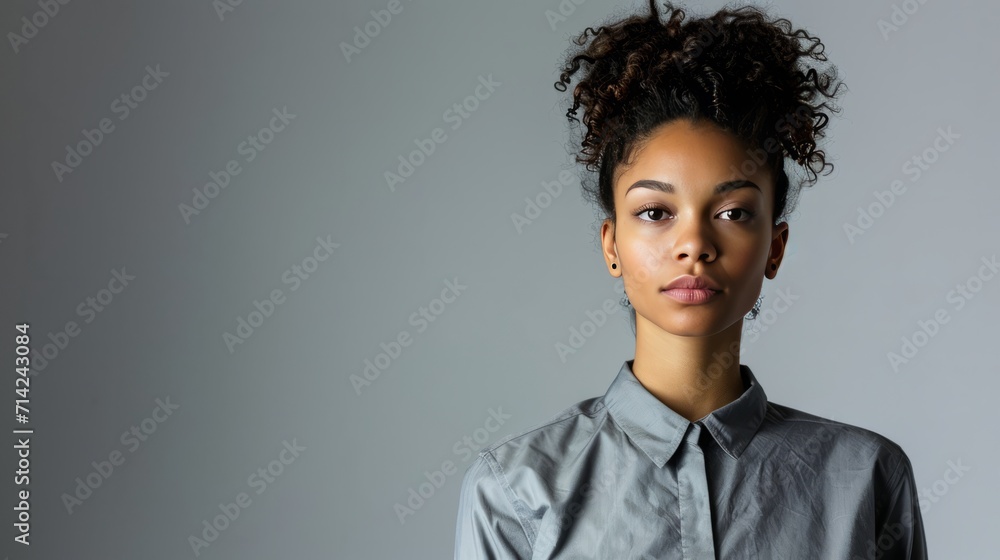 Beautiful brunette business girl on a gray background. AI generated. Beautiful brunette business girl on a gray background. AI generated.