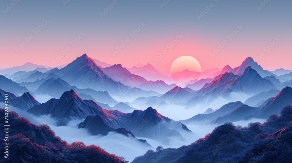 Sunrise Landscape of Meili Snow Mountains in Deqin, China AI Generated
