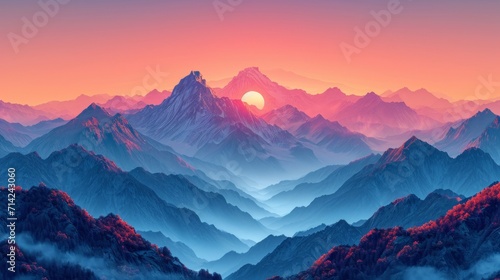 Sunrise Landscape of Meili Snow Mountains in Deqin, China AI Generated