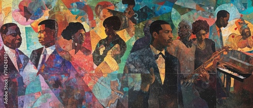 Design a mural that depicts significant moments and individuals in Black History Month photo