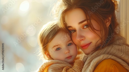 Stylish Woman Holding Baby in Her Arms AI Generated