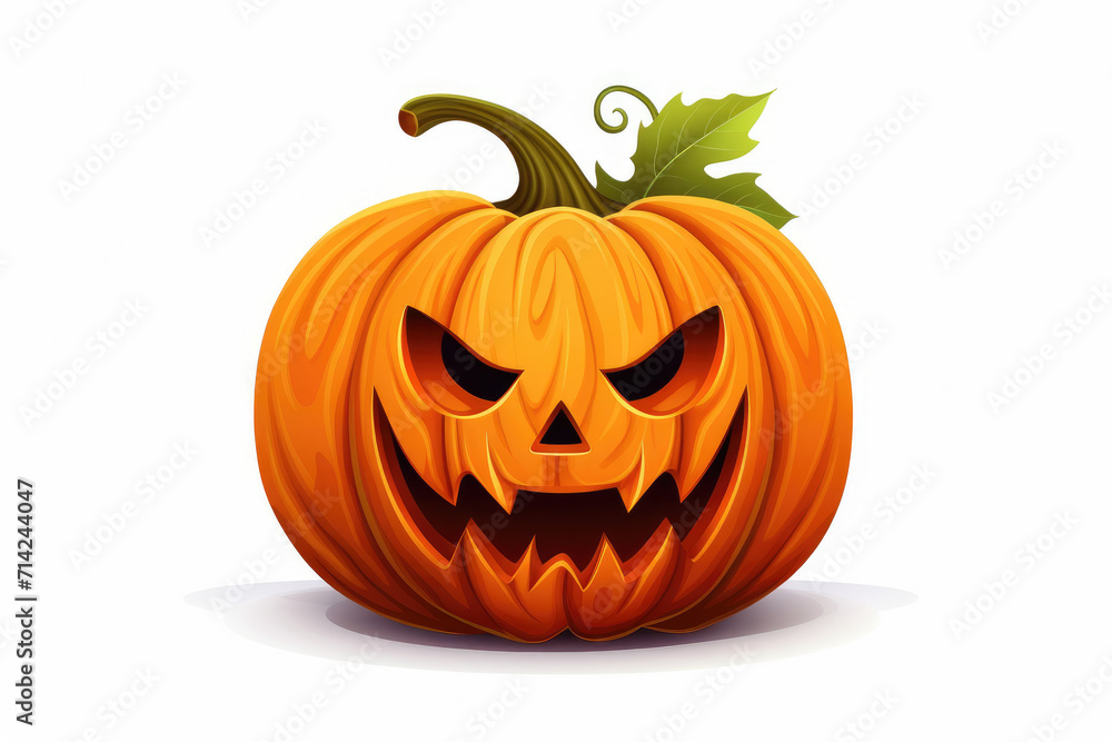 Obraz premium Pumpkin face isolated on white background
