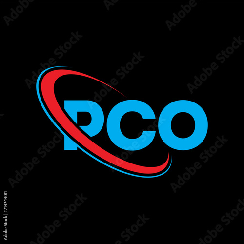 PCO logo. PCO letter. PCO letter logo design. Intitials PCO logo linked with circle and uppercase monogram logo. PCO typography for technology, business and real estate brand.