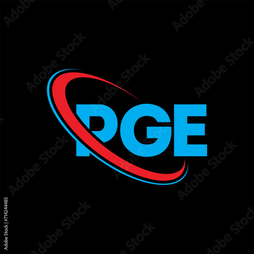 PGE logo. PGE letter. PGE letter logo design. Initials PGE logo linked with circle and uppercase monogram logo. PGE typography for technology, business and real estate brand. photo