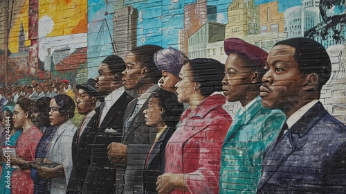 Design a mural that depicts significant moments and individuals in Black History Month