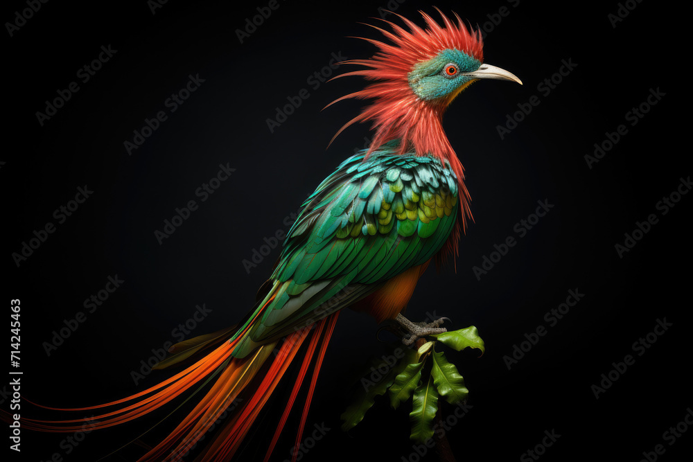 Fototapeta premium Quetzal bird on black isolated background