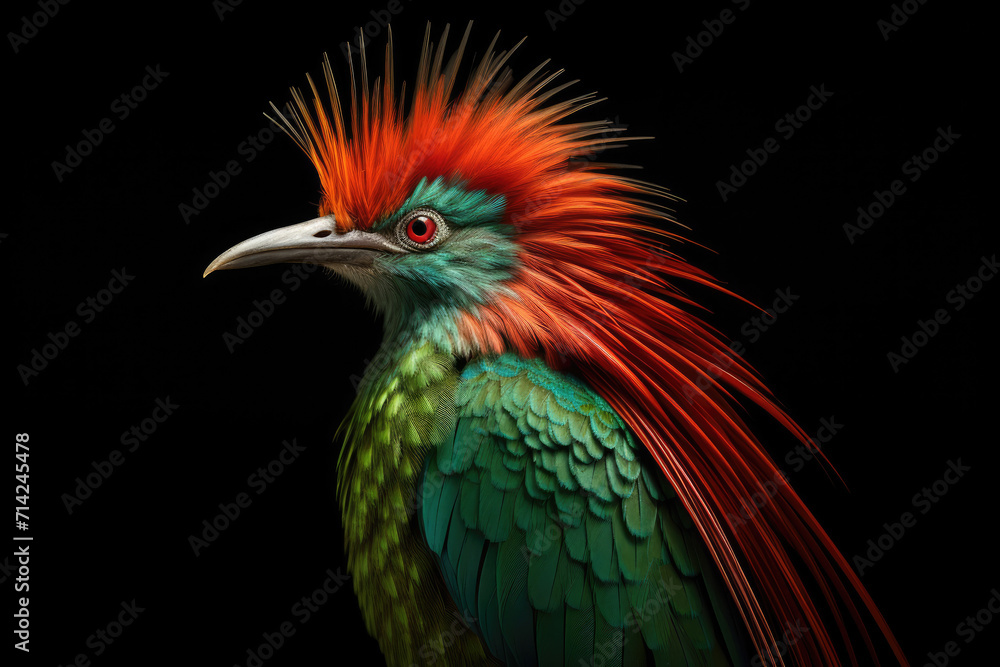 Fototapeta premium Quetzal bird on black isolated background