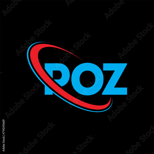 POZ logo. POZ letter. POZ letter logo design. Initials POZ logo linked with circle and uppercase monogram logo. POZ typography for technology, business and real estate brand.