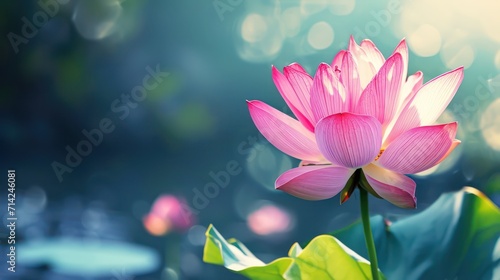 Lotus background on water with copy space for text, perfect for banners and featuring an inspirational phrase