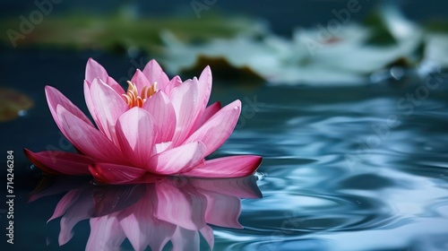 Lotus background on water with copy space for text, perfect for banners and featuring an inspirational phrase