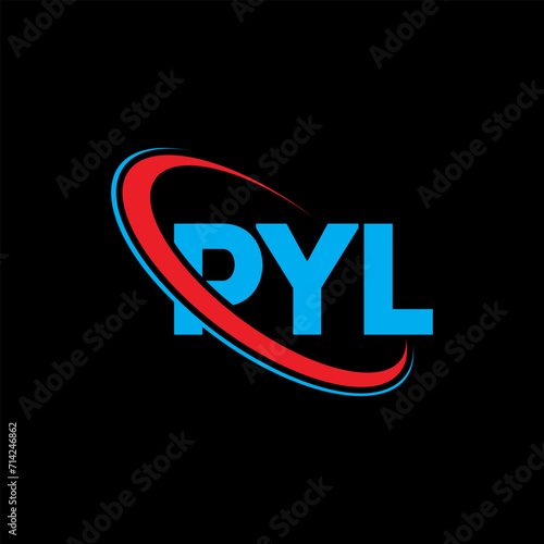 PYL logo. PYL letter. PYL letter logo design. Initials PYL logo linked with circle and uppercase monogram logo. PYL typography for technology, business and real estate brand.