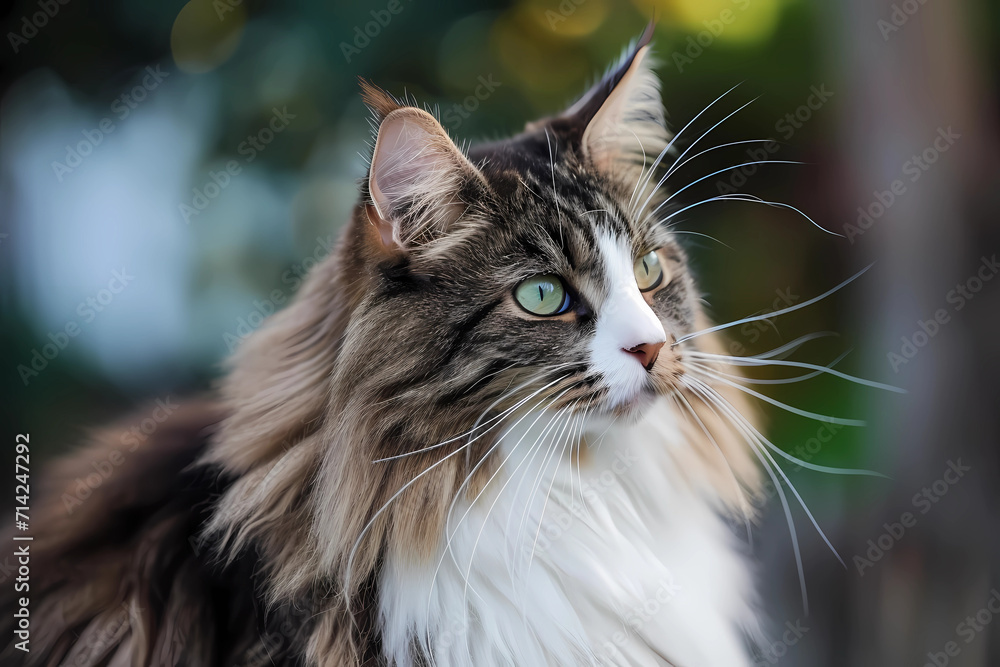 Norwegian Forest Cat - Originated in Norway, known for their thick, fluffy coat and adventurous, independent personalities