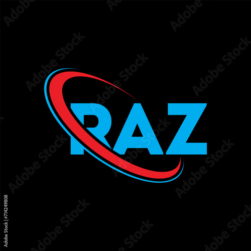 RAZ logo. RAZ letter. RAZ letter logo design. Intitials RAZ logo linked with circle and uppercase monogram logo. RAZ typography for technology, business and real estate brand.