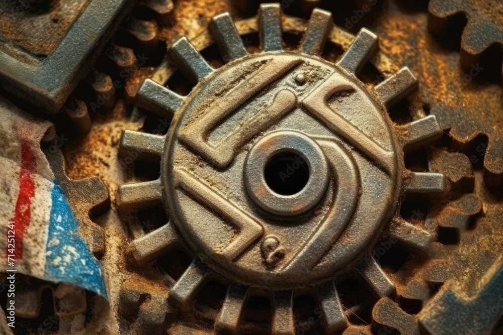 Rusted dirty machine cogwheel background