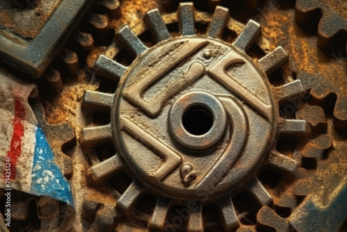 Rusted dirty machine cogwheel background