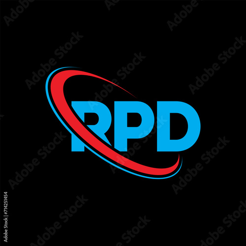 RPD logo. RPD letter. RPD letter logo design. Initials RPD logo linked with circle and uppercase monogram logo. RPD typography for technology, business and real estate brand. photo