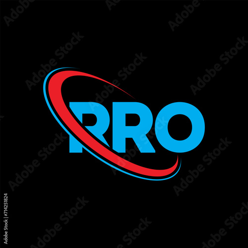 RRO logo. RRO letter. RRO letter logo design. Initials RRO logo linked with circle and uppercase monogram logo. RRO typography for technology, business and real estate brand. photo