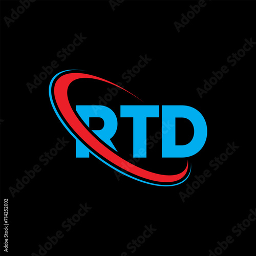 RTD logo. RTD letter. RTD letter logo design. Initials RTD logo linked with circle and uppercase monogram logo. RTD typography for technology, business and real estate brand. photo