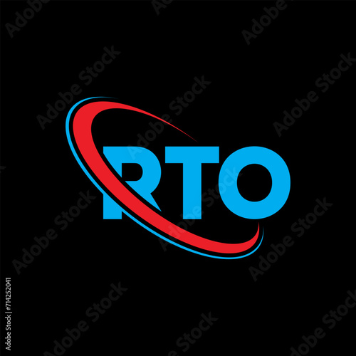 RTO logo. RTO letter. RTO letter logo design. Initials RTO logo linked with circle and uppercase monogram logo. RTO typography for technology, business and real estate brand. photo