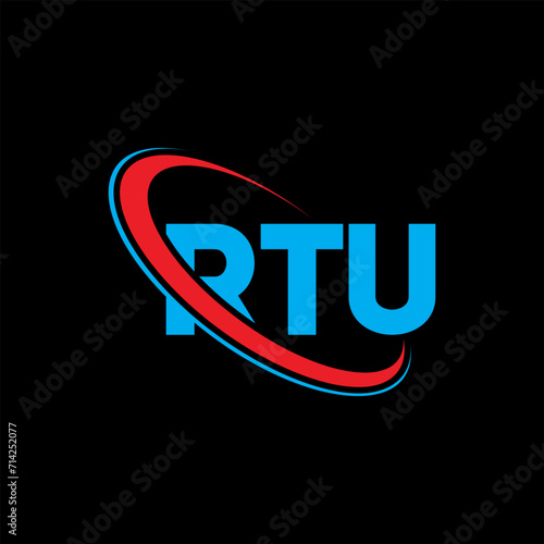RTU logo. RTU letter. RTU letter logo design. Initials RTU logo linked with circle and uppercase monogram logo. RTU typography for technology, business and real estate brand.