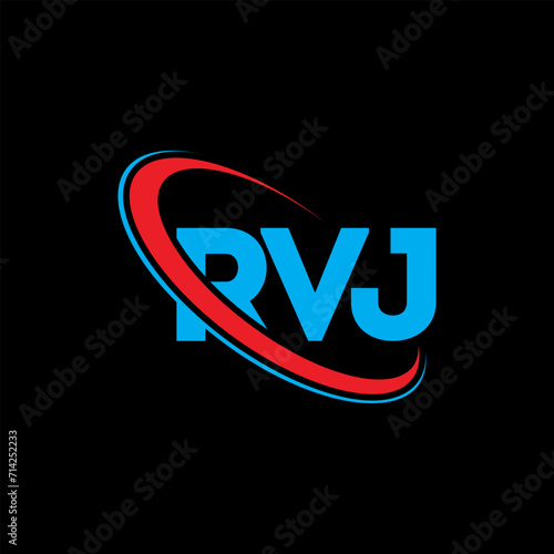 RVJ logo. RVJ letter. RVJ letter logo design. Initials RVJ logo linked with circle and uppercase monogram logo. RVJ typography for technology, business and real estate brand.