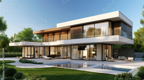 Ideal concept inspiration for showcasing modern houses in business rentals, homes for sale, and advertisements focusing on luxury and contemporary design.  © Matthew