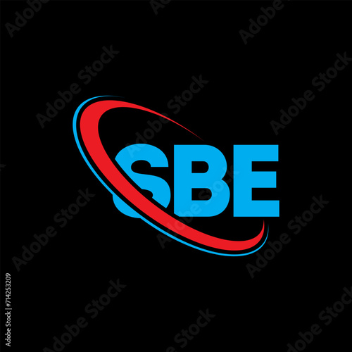 SBE logo. SBE letter. SBE letter logo design. Intitials SBE logo linked with circle and uppercase monogram logo. SBE typography for technology, business and real estate brand. photo