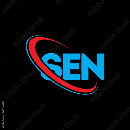 SEN logo. SEN letter. SEN letter logo design. Initials SEN logo linked with circle and uppercase monogram logo. SEN typography for technology, business and real estate brand.