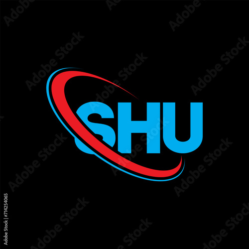 SHU logo. SHU letter. SHU letter logo design. Initials SHU logo linked with circle and uppercase monogram logo. SHU typography for technology, business and real estate brand.
