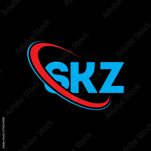 SKZ logo. SKZ letter. SKZ letter logo design. Initials SKZ logo linked with circle and uppercase monogram logo. SKZ typography for technology, business and real estate brand. photo