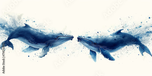Blauwale einfache Skizze weißer Hintergrund im Stil des Minimalismus photo