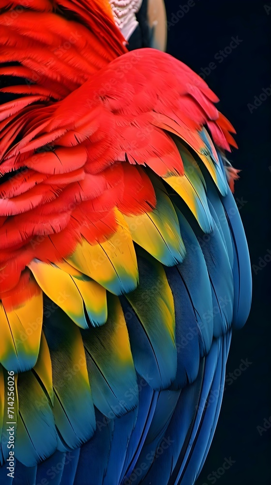 Obraz premium a close up of a colorful bird's feathers