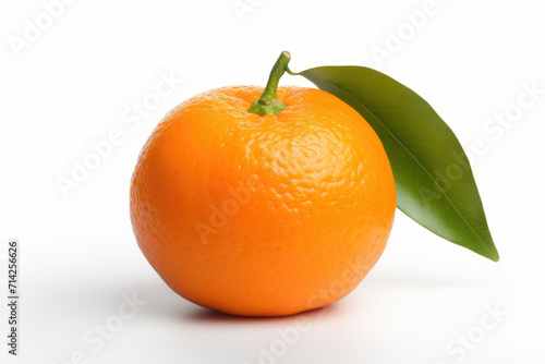 Single and leaf mandarin, isolated white background