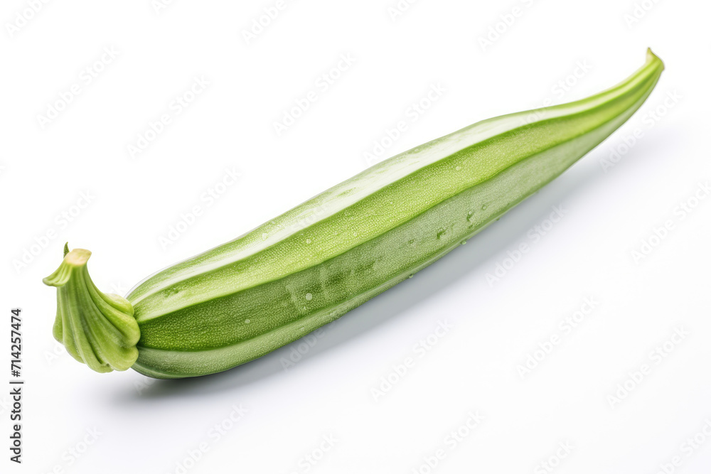 Single okra vegetable, isolated white background Single okra vegetable, isolated white background