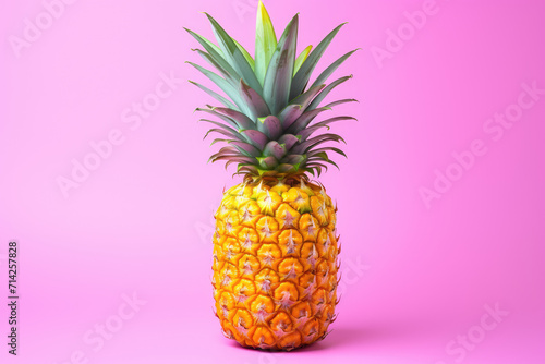 Single pineapple  pastel color isolated background