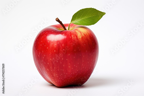 Single red apple  isolated white background