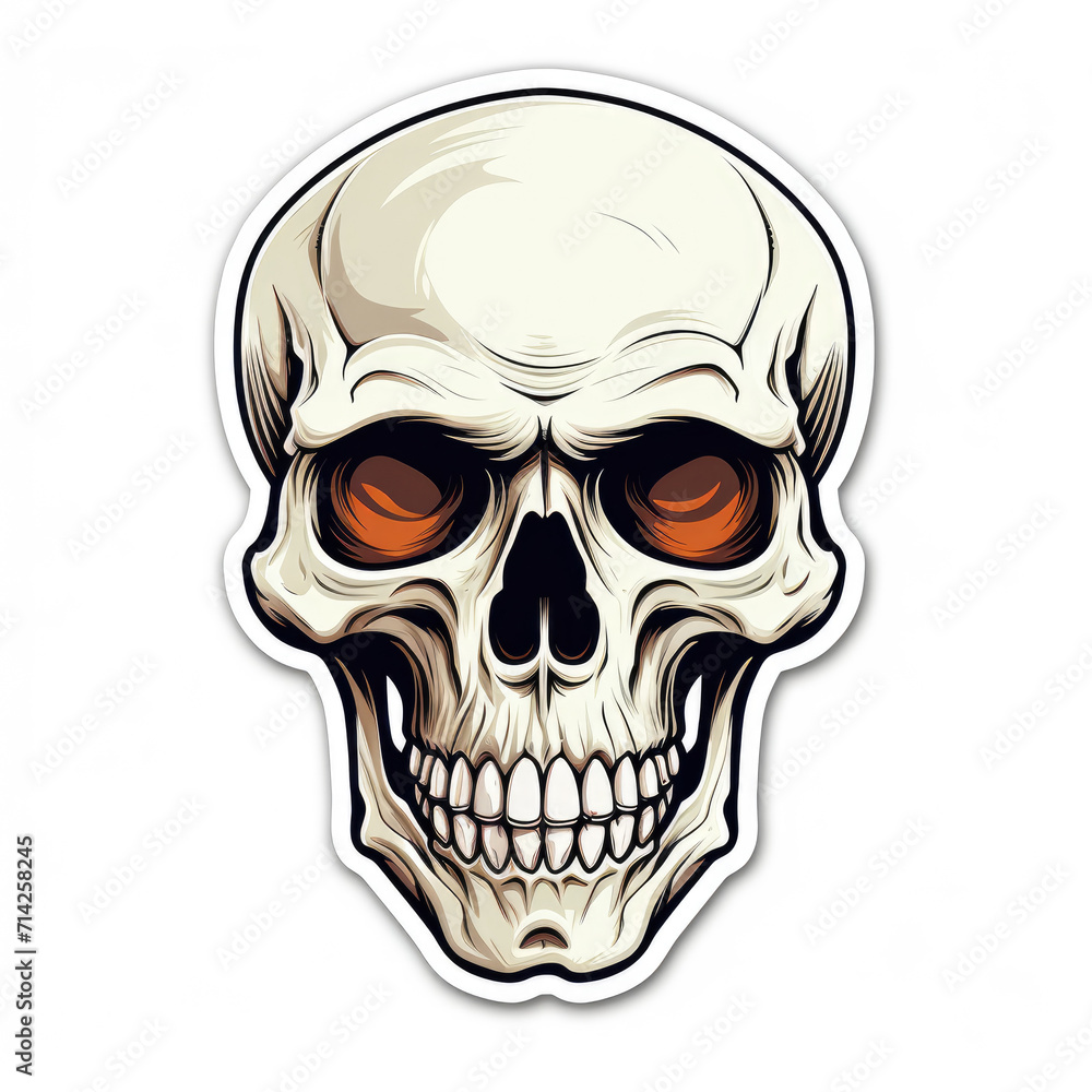 Skeleten head sticker isolated on a white background