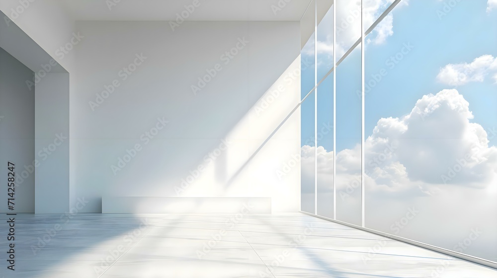 an empty room with a sky background an empty room with a sky background