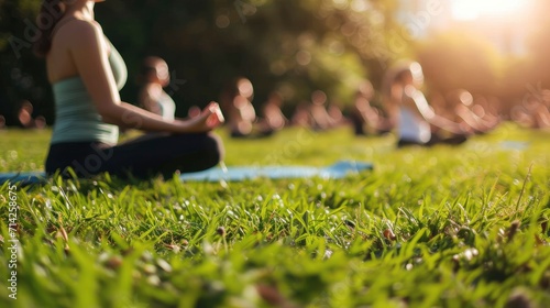 summerdays yoga workshop where a group of people are doing yoga on a grass
