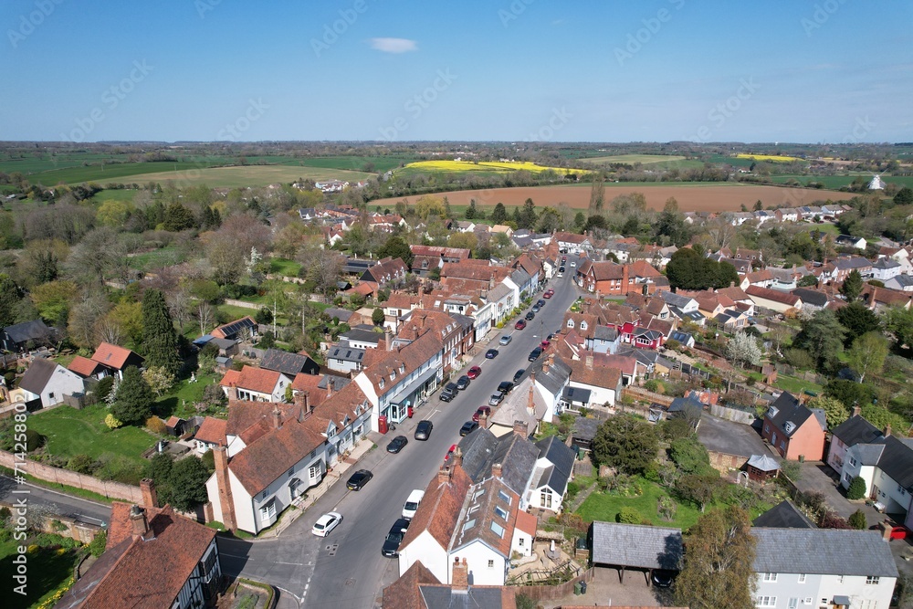 Great Bardfield village in Essex UK drone aerial view