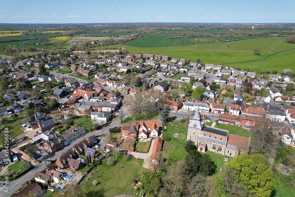 Wethersfield Village Essex UK drone aerial view  high angle.