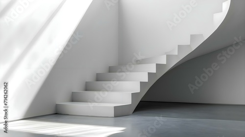 a set of white stairs in a white room