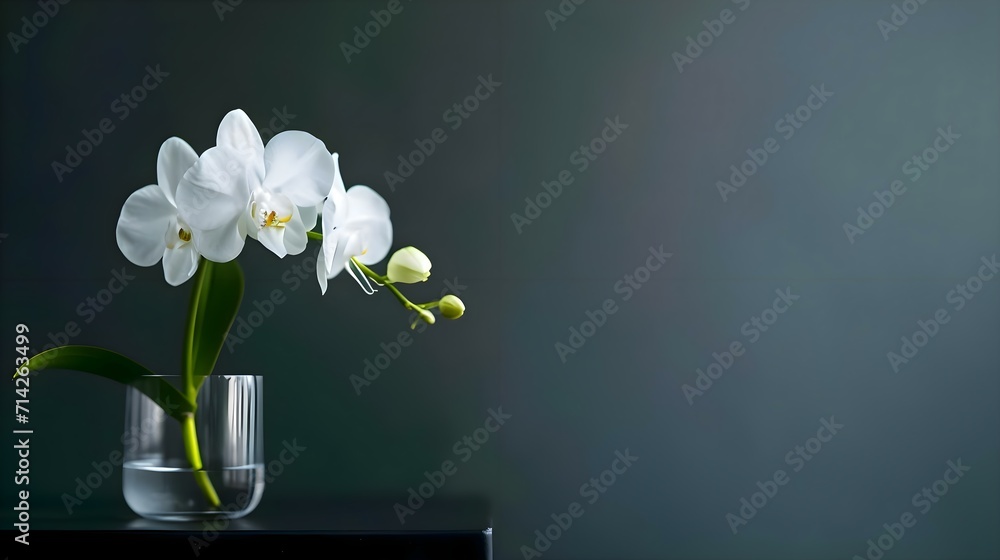 a white flower in a glass vase on a table a white flower in a glass vase on a table